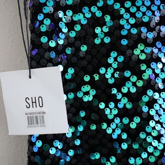 SHO by Tadashi Shoji Women's Sz XXS Shamrock Sequin Body-Con Cocktail Dress - Picture 5 of 16